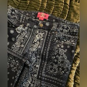SOLD - Royal Bones Bandana Print Skinny Jeans Size  7